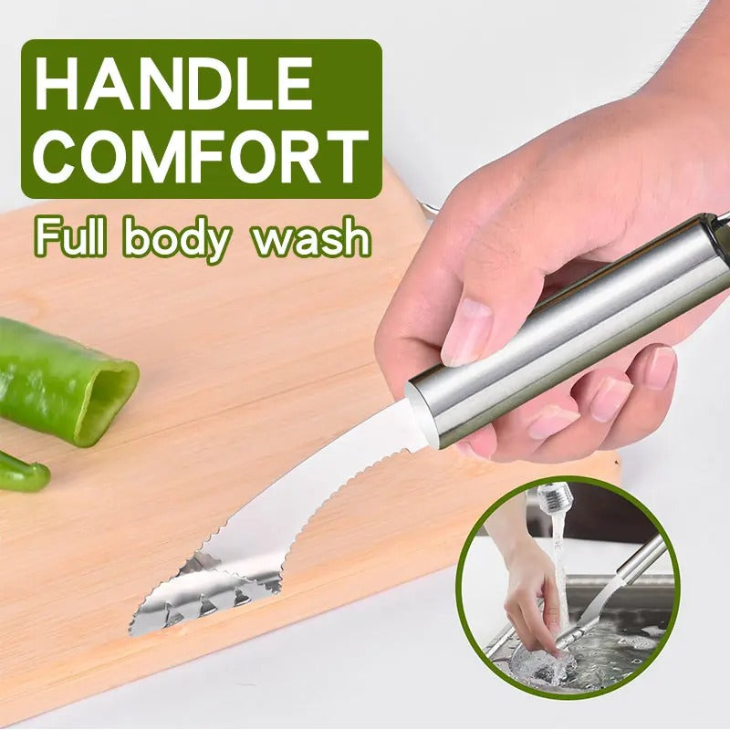 Stainless Steel Pepper Corer & Vegetable Slicer �Multifunction Jalapeno Core Remover, Fruit & Seed Extractor Tool