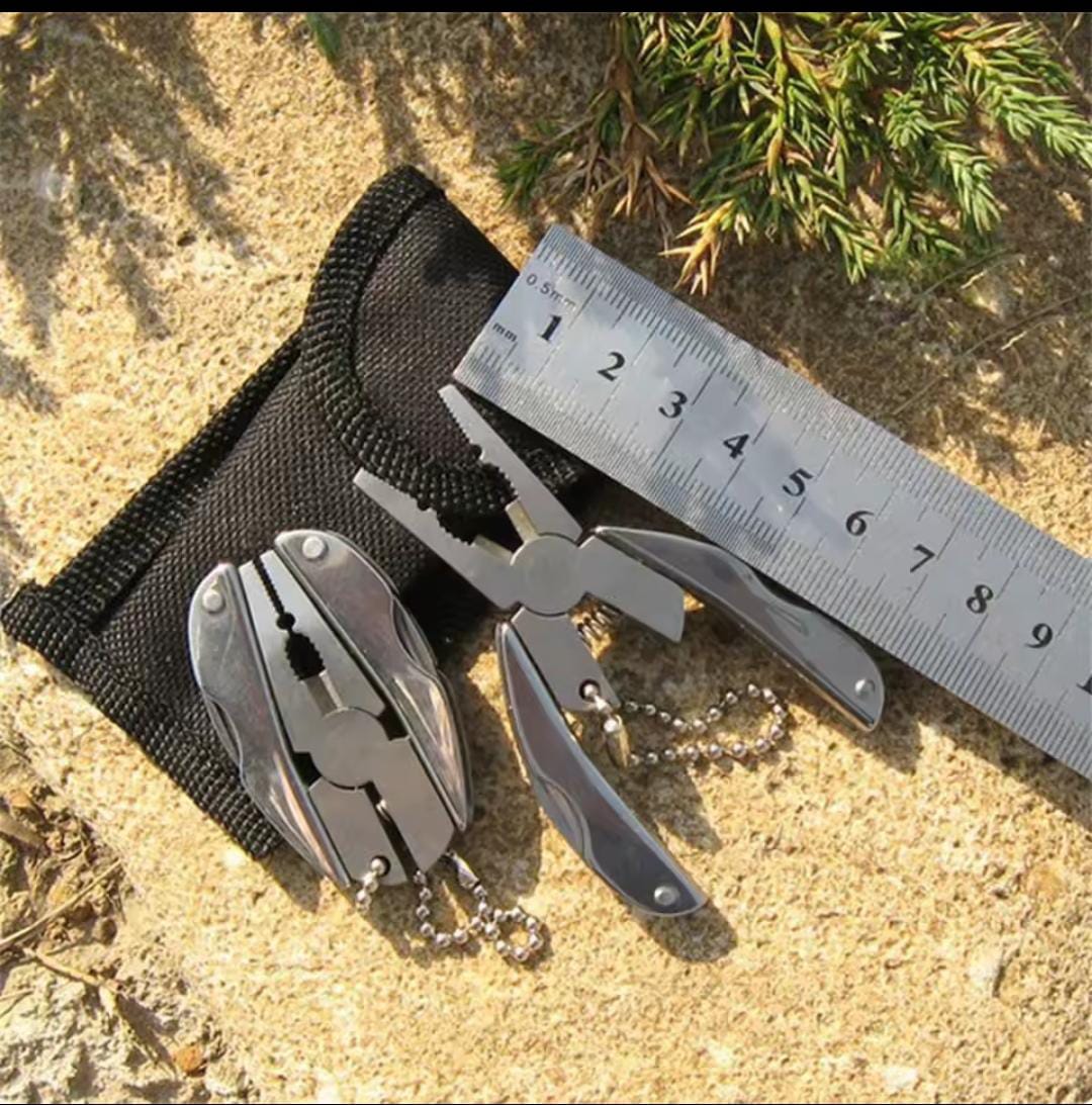 Stainless Steel Outdoor Portable Multitool Plier Knife Key Chain Screwdriver Mini Multi Tools With Leather Pouch For Camping, Hiking, And Everyday Use
