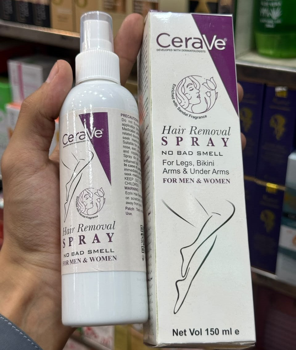 Purple CeraVe Hair Removal Spray - Gentle Body Hair Eliminator Smooth Skin Depilatory Formula Easy Spray Skincare Product For Men And Women - 150ML