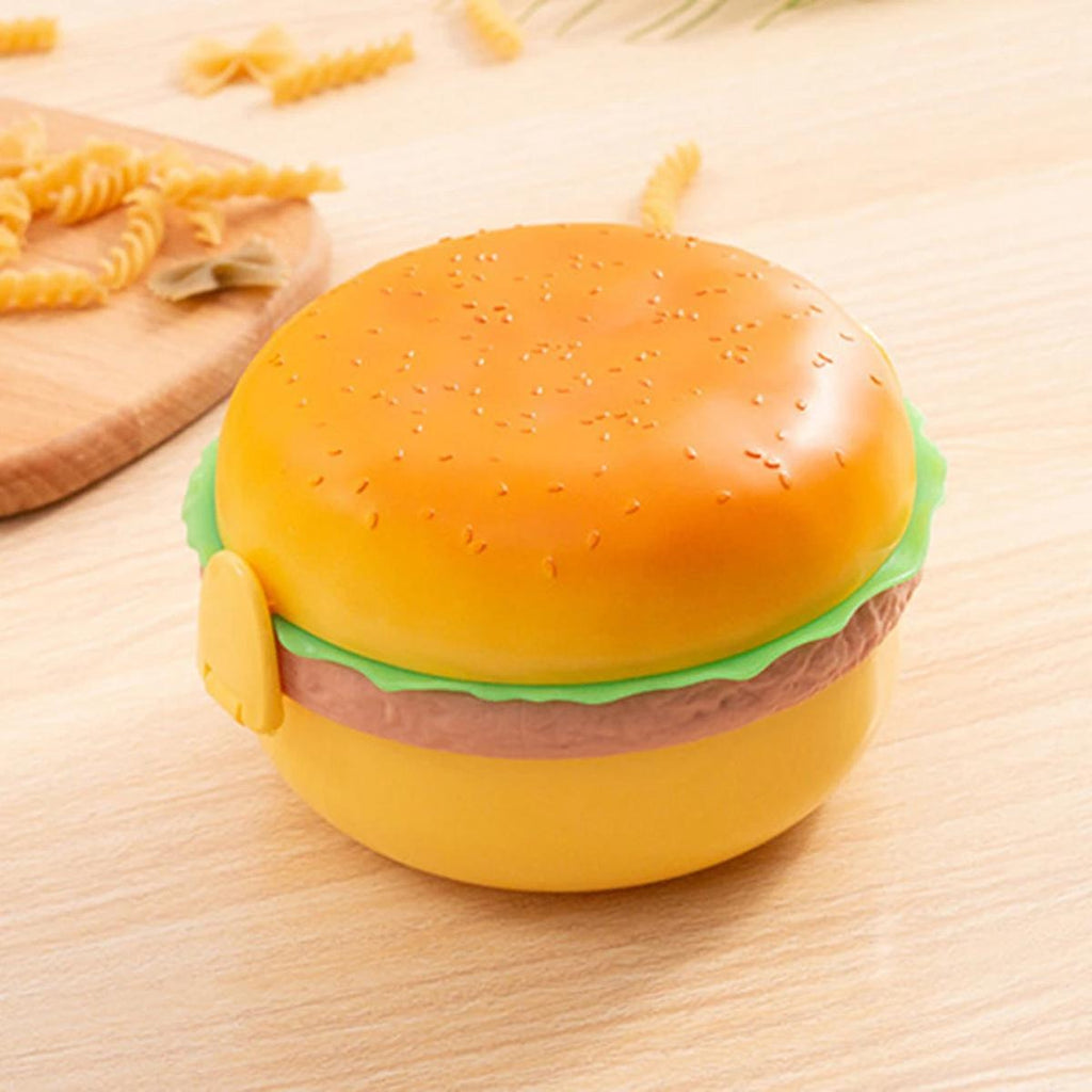Lunch Box For Kids Burger Hamburger Shaped Multi Layer 6x3.5 Inches Multicolor Portable Food Container