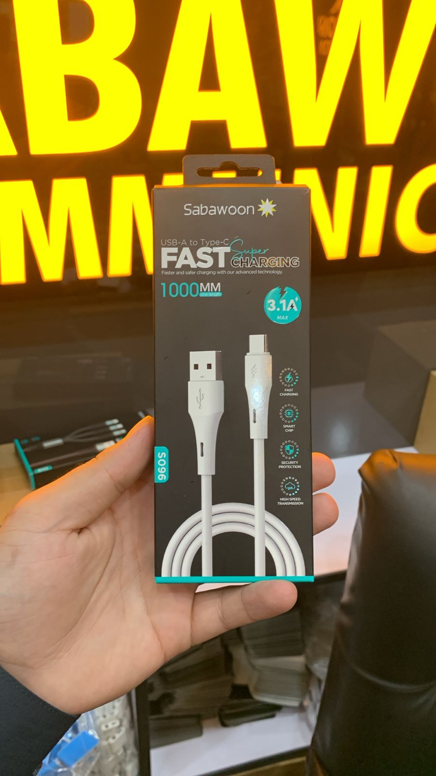 Sabawoon Super Fast Data Cable 1000mm USB-A to Type-C Charging Cable