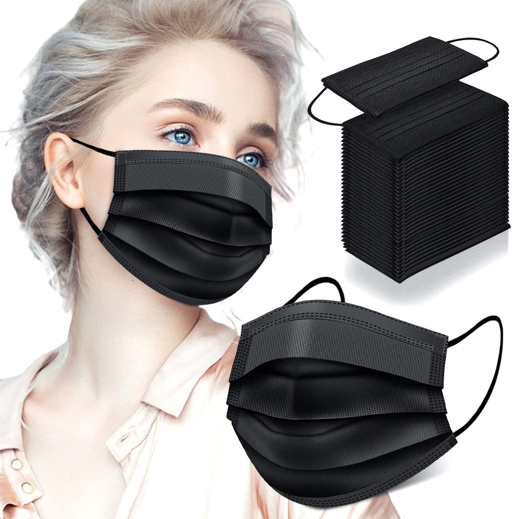 Black Disposable Mask 50 Pcs Box For Daily Protection Comfortable Fit And Easy Breathing