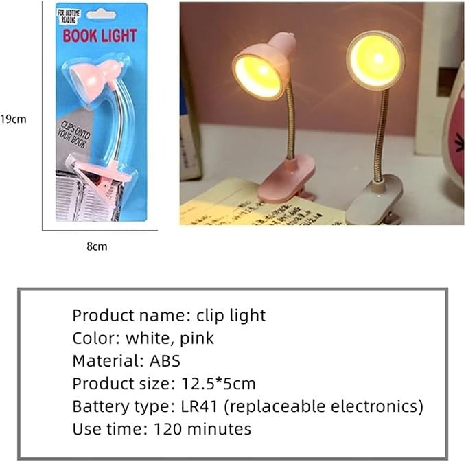 Mini Book Light with Clip �Portable LED Reading Lamp, Travel Bedroom Night Light with Eye Protection (Random Color)