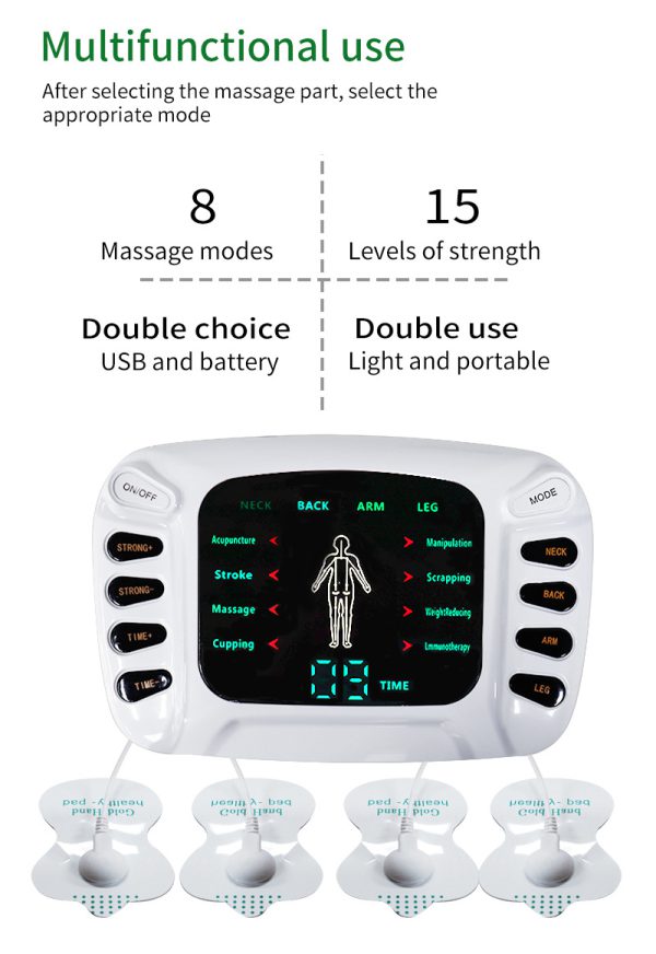 Electronic Pulse Massager Therapy Machine �Full Body Pain Relief Device with LCD Display, Electrode Pads, Massage Slippers &amp; Multiple Modes �Nerve, Muscle &amp; Acupressure Stimulator Kit