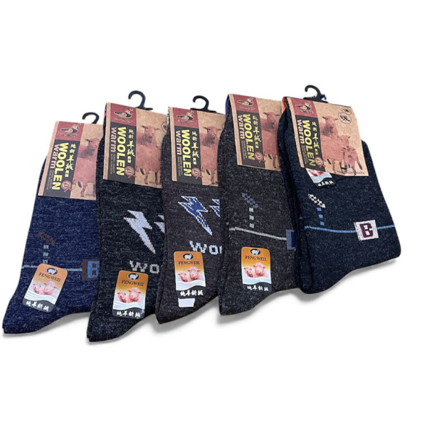 Wool Socks for Men Winter Socks Full Size Long Mixed Color Design 2 pack