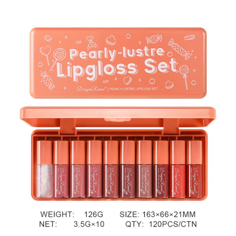 Dragon Ranee 10 Pieces Velvet Matte Pink Lipstick Set Sexy Long Lasting Makeup Waterproof Lip Gloss for Girls DR23