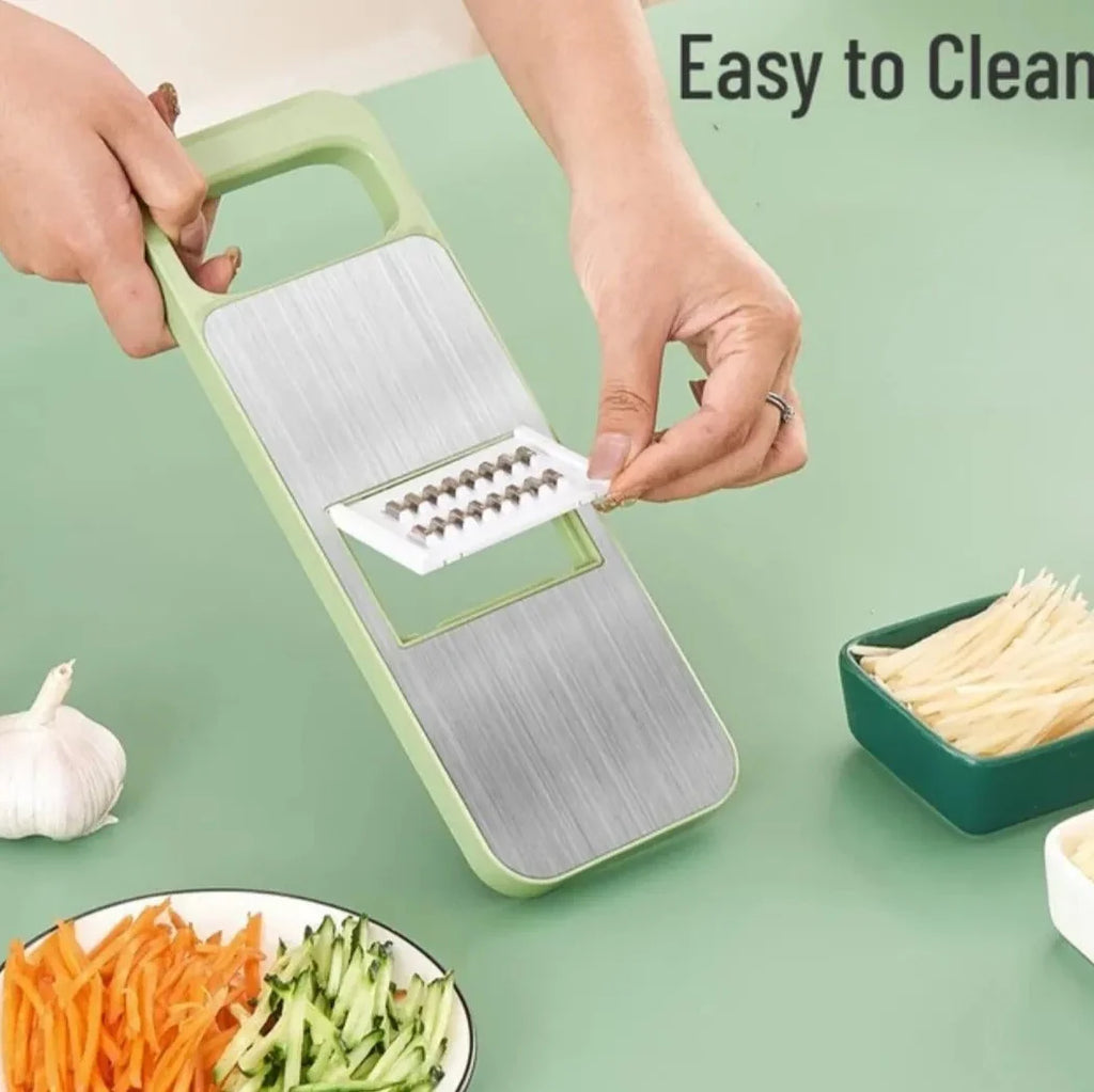 5-in-1 Multi-Functional Vegetable Slicer & Grater �Adjustable Mandoline Cutter with Interchangeable Blades for Kitchen, Fruits & Vegetables
