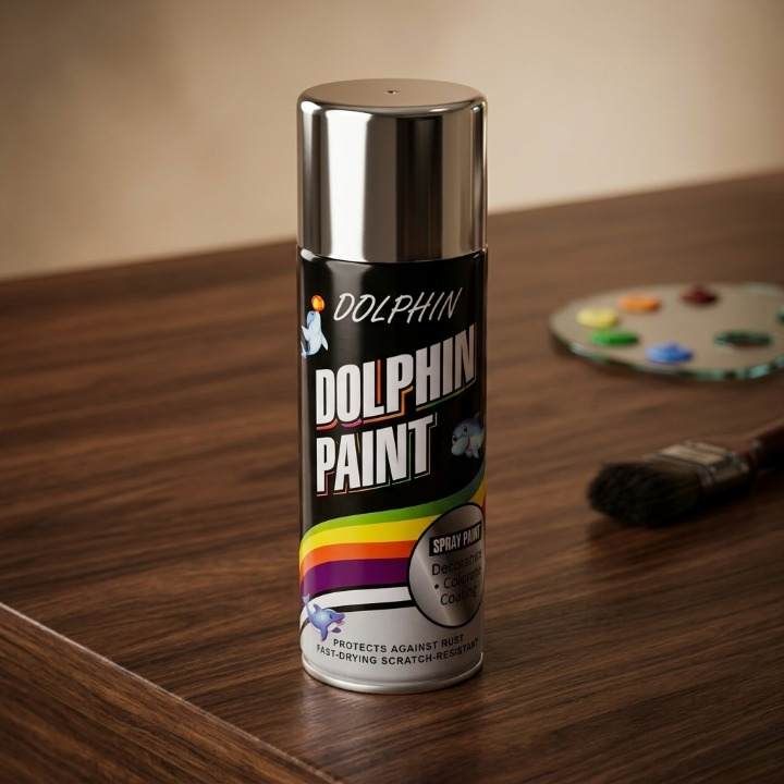 Dolphin Chrome Silver Spray Paint 300ml �High Shine Metallic Finish Spray