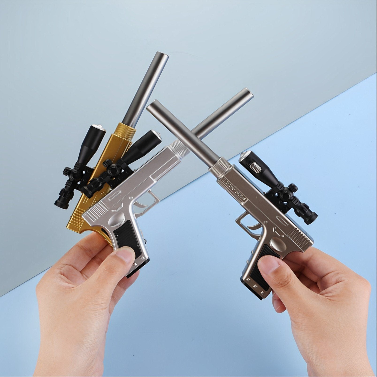 Cute Gun Shape LED Gel Pen | Black Refill | Fun Stationery for School & Office Supplies (Random Colour)