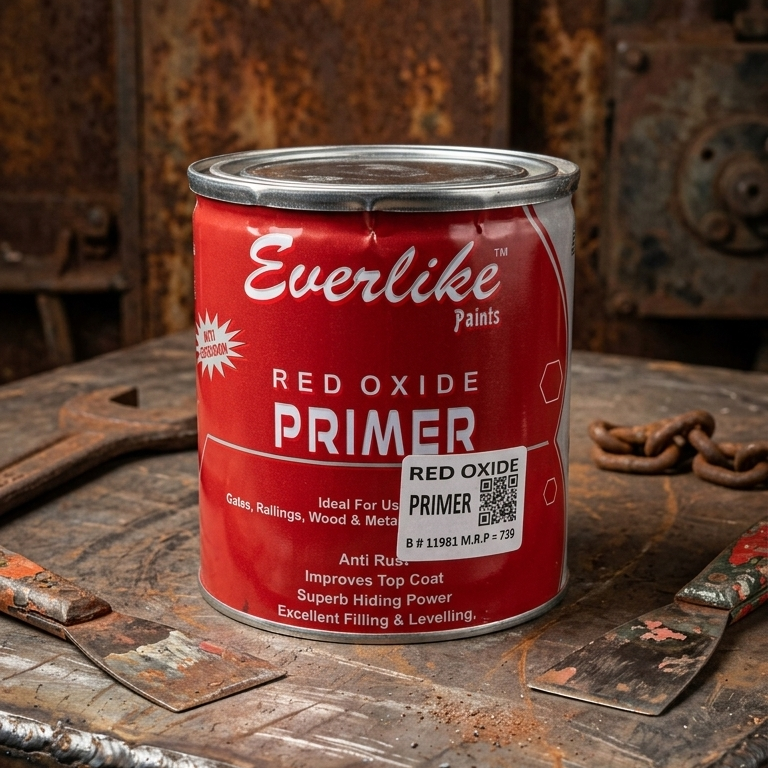 Everlike Red Oxide Primer 0.91 Liter �Anti Rust Metal & Wood Primer for Strong Base Coating