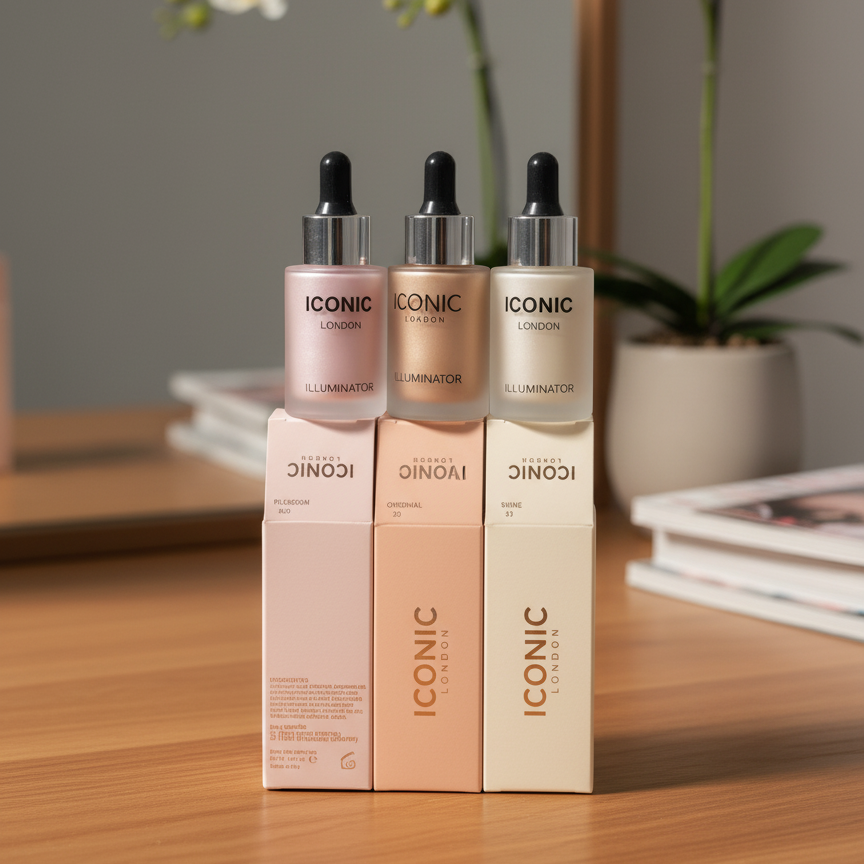 Iconic London Illuminator Highlighter Drops �Ultra Glow Liquid Highlighter For Radiant, Luminous Skin Finish (Pink)