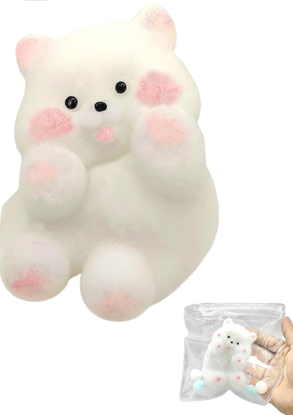 Squishy Stress Relief Funny Novelty Cute Animals Stress Relieving Fidget for Boys Girls Birthday Party Gifts Anxiety&Relaxation for Kids Teenage (White)