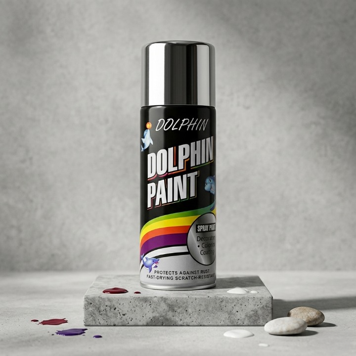 Dolphin Chrome Silver Spray Paint 300ml �High Shine Metallic Finish Spray