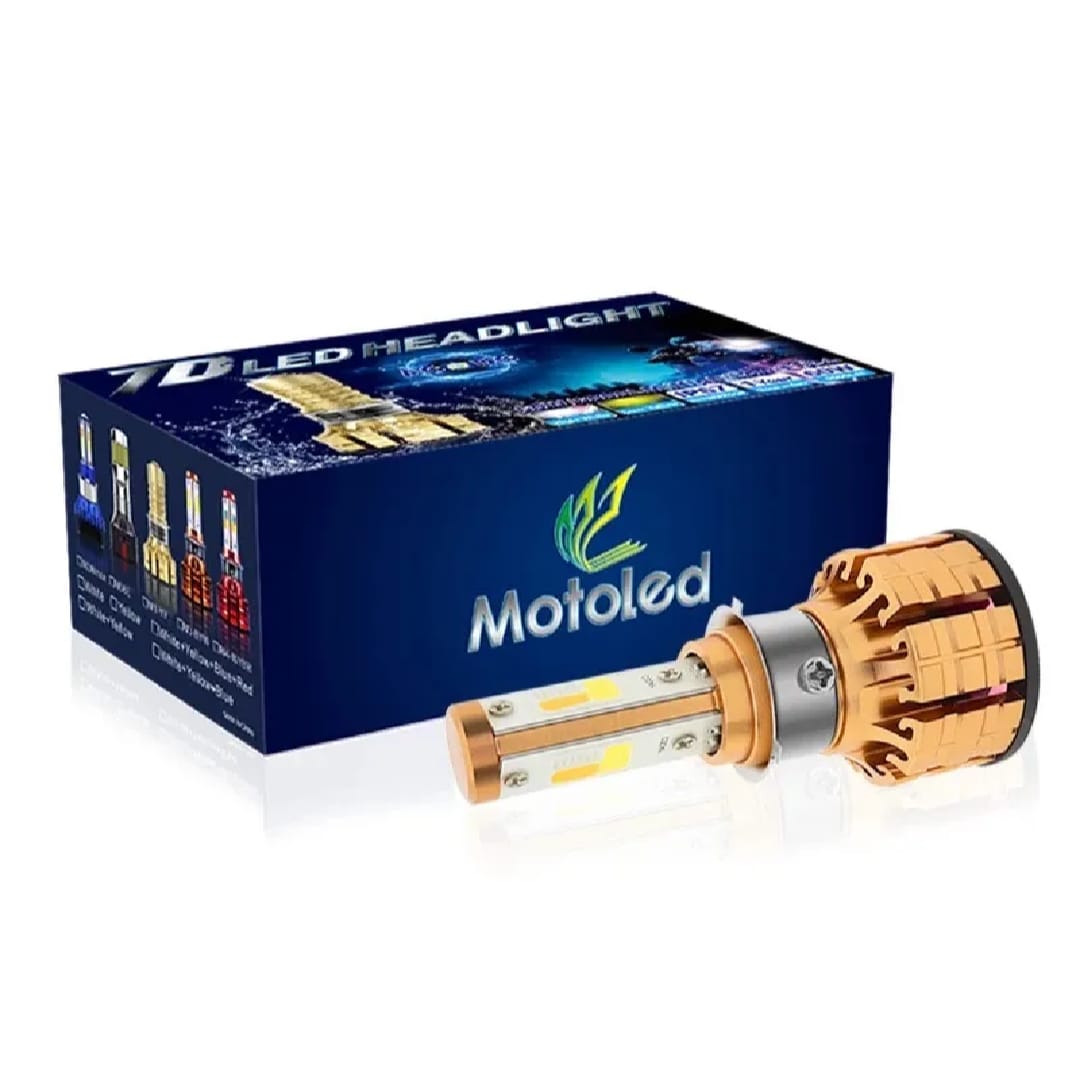 M3 LED Motorbike Headlight Bulb with Cooling Fan �55W 3-Color Flash (White/Yellow/High Beam) Waterproof Universal Fit