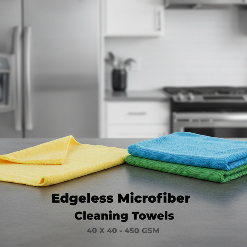 Edgeless Microfiber Cleaning Towels | 40?40 cm | 450 GSM | Ultra Soft & Durable ( Random Colour)