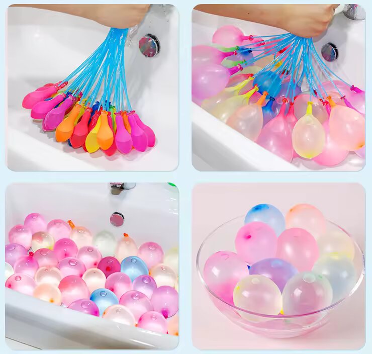 111 Pcs Fast-Fill Magic Water Balloons Kit - Quick-Fill Self-Sealing Water Bombs for Outdoor Water War Games & Summer Party Supplies