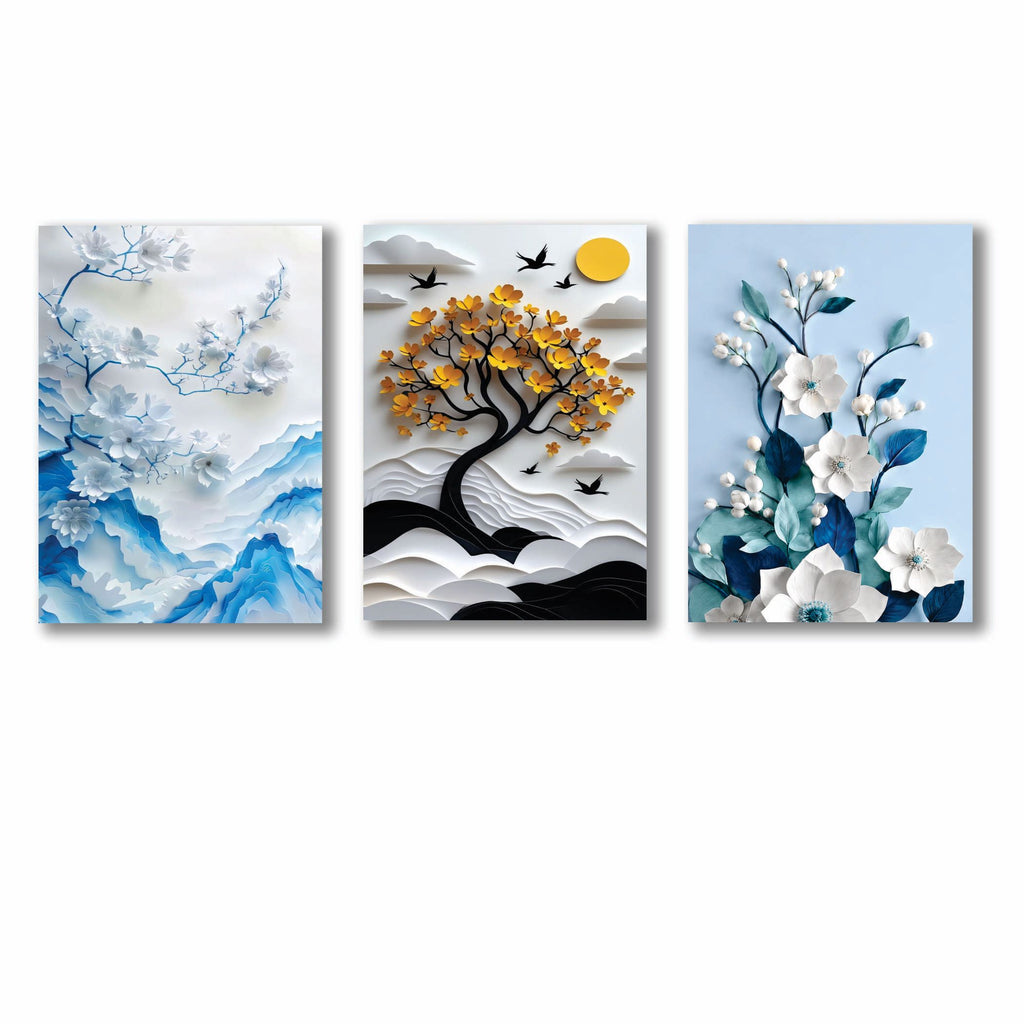 Set of 3 Premium Wall Art Photo Tiles �Modern Home Decor Sets 8 X 11