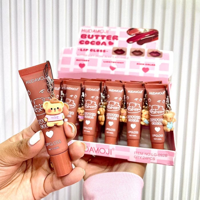 Huda Moji Cute Teddy Style Cocoa Butter High Pigmented Lip Gloss Set �Nude Shades (Pack of 2)