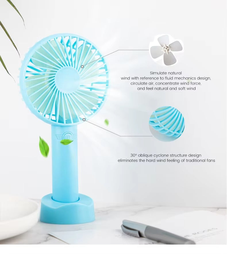 Portable Hand Fan Mini Desktop Cooling Fan Rechargeable Personal Air Fan Random Color
