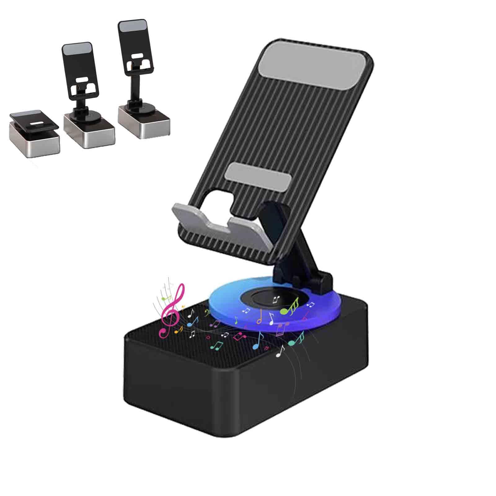 3-in-1 Rotating Foldable Mobile Phone Stand with Built-in Bluetooth Speaker �Adjustable Desktop Holder for Smartphones