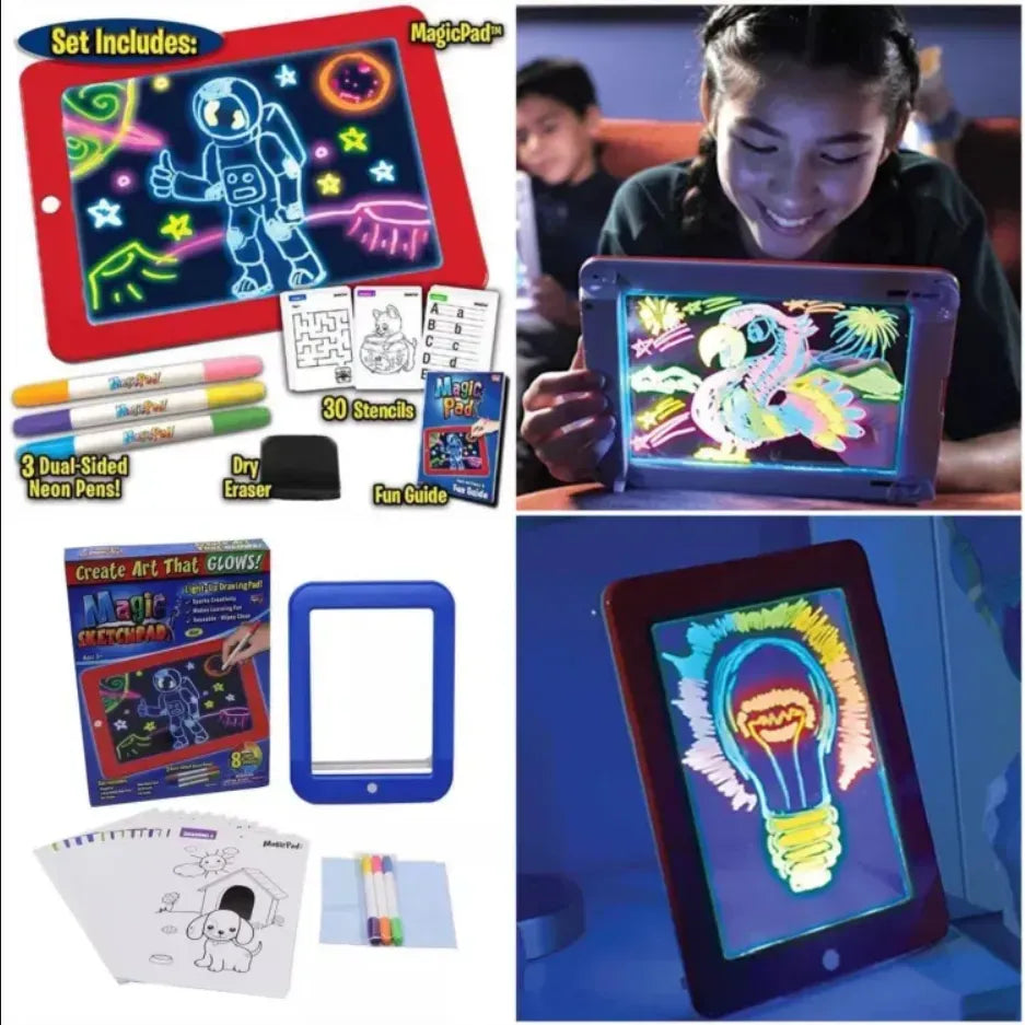 Magic Pad Create Art That GLOWS Light Up LED Board Draw For Sketch / Create / Doodle / Write / Learning Tablet