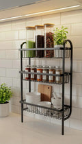Exclusive Wall Mounted Spice Rack Black Stainless Steel