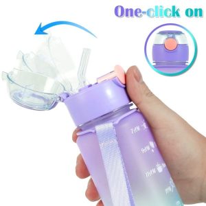 3 Pack Water Bottles With 2l Large Bottle 700mlportable Bottle And 300ml Mini Bottle Motivational (random Color)
