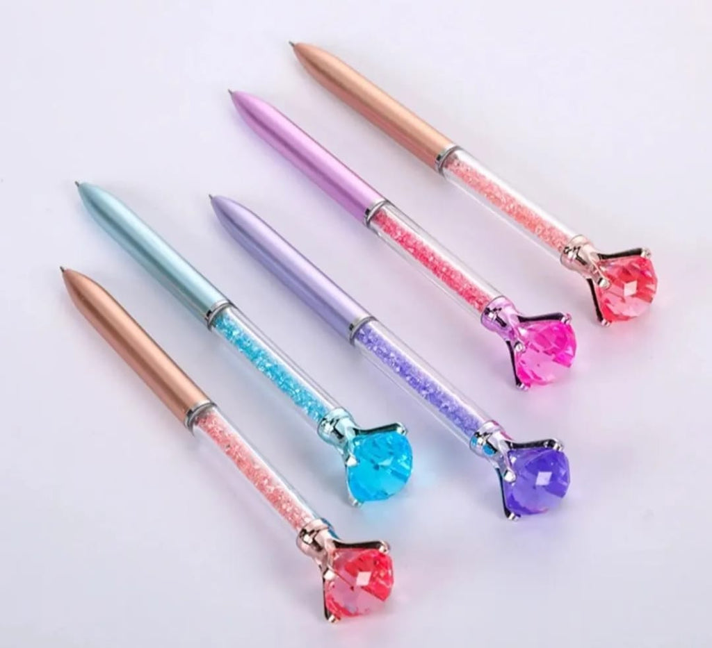 Diamond Ballpoint Pens Elegant Design Smooth Writing Comfortable Grip Durable Build Perfect For Office School And Daily Use (Random Color)