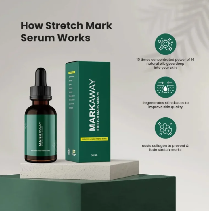 Markaway Stretch Mark Serum �Herbal Formula For Hydration, Toning & Dark Spot Correction (30ml)