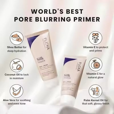 FLiCKA Silk Touch 3-in-1 Moisturizer & Primer | Hydrating, Lightweight, Long-Lasting | Pore Minimizer |