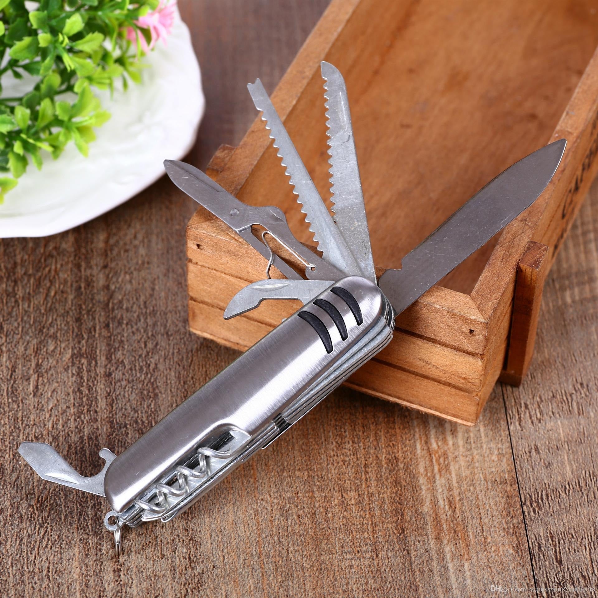 7 In 1 Multifunctional Metal Keychain Stainless Steel Travel Tool With Good Finishing