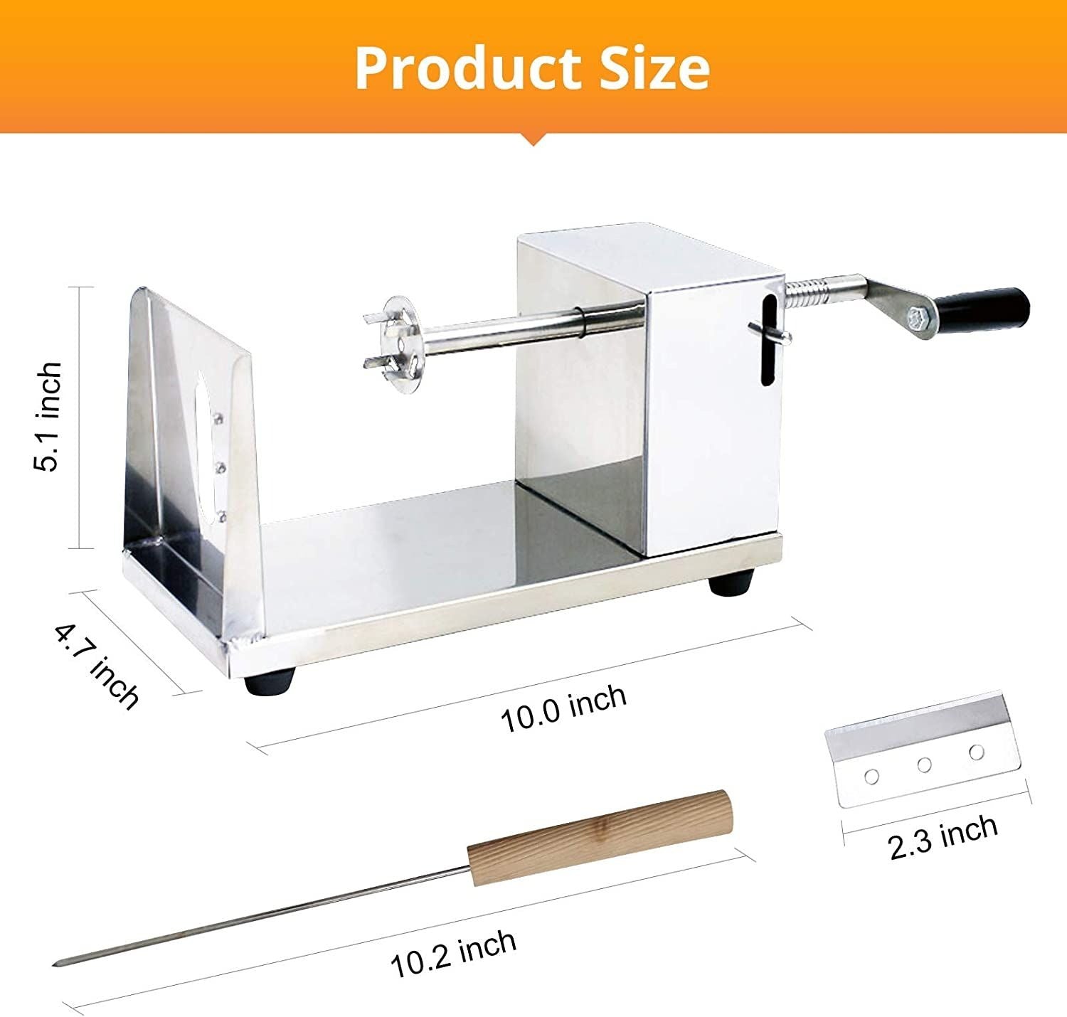Professional Potato Spiral Cutter, Manual Stainless Steel