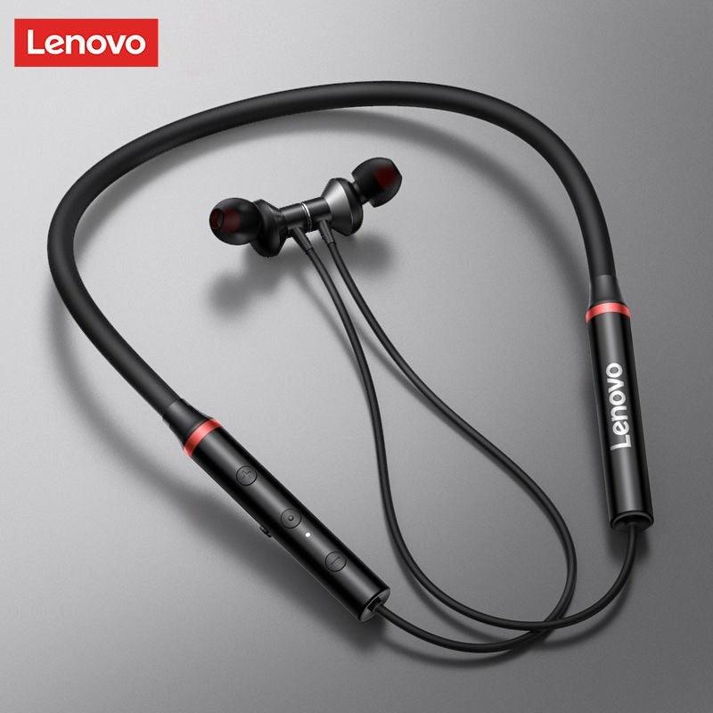 Lenovo Premium Bluetooth Neckband Model 05 �Super Bass Wireless Earphones with Clear Voice & Fast Charging (Black)
