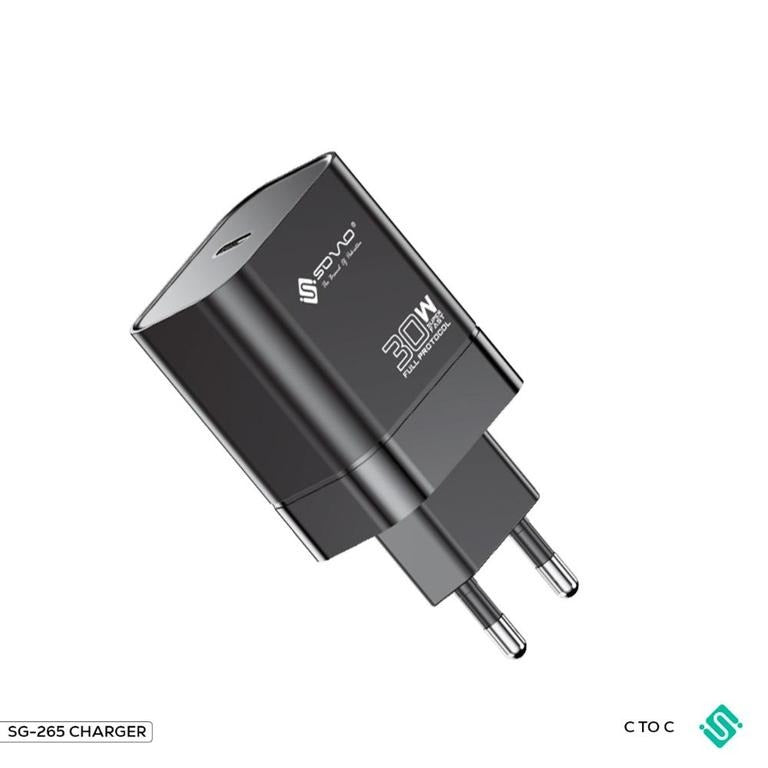 SOVO SG-265 LAZER 30W Super Fast C to C Charger �PD & QC 3.0 Type-C Adapter with Type-C Cable