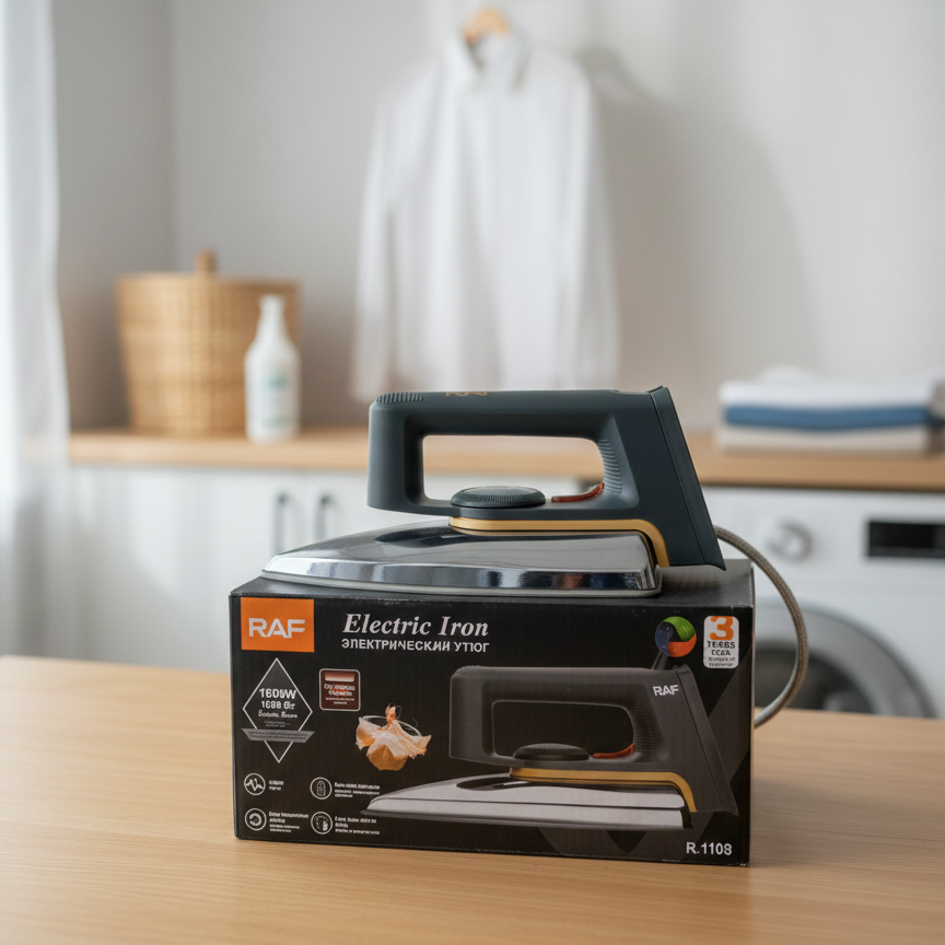 RAF Electric Iron R.1108 �Professional Dry Iron with Non-Stick Soleplate