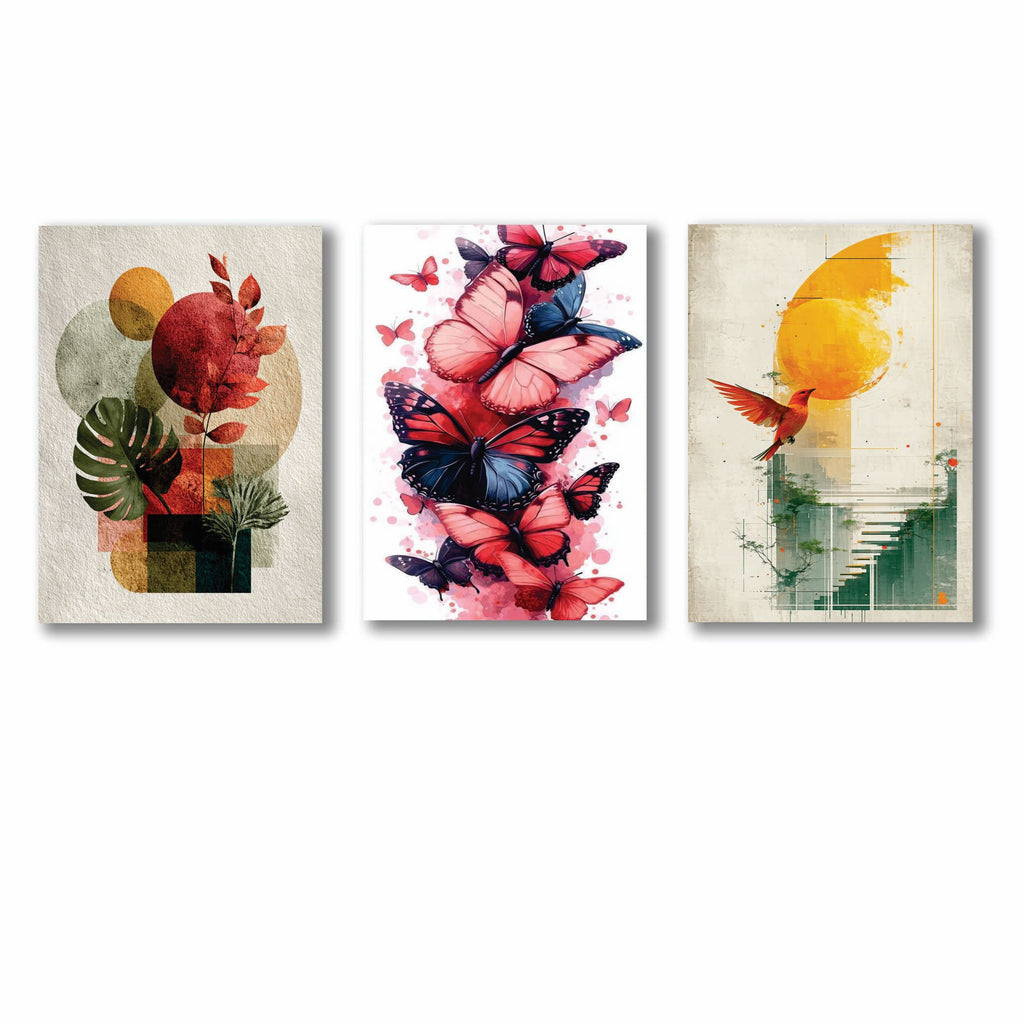 Set of 3 Premium Wall Art Photo Tiles �Modern Home Decor Sets