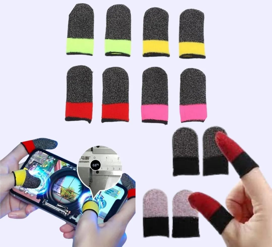 Double Color Gaming Thumb Sleeves Pair �Anti-Sweat Touch Control Finger Gloves for Mobile Gamers