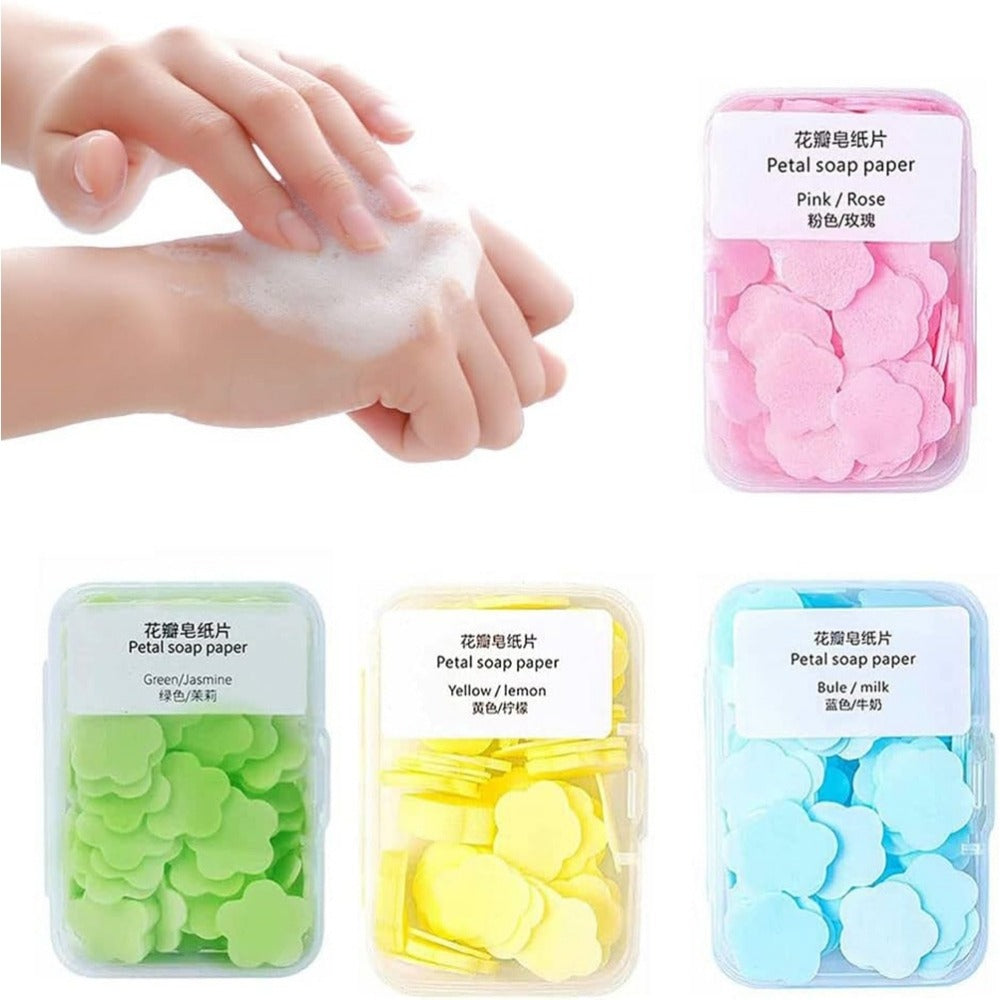 Soap Paper Disposable Bath Hand Washing Travel Foaming Scented Portable Mini Flower Soap Flakes ( Random Color)