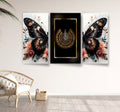 Set Of 3 ayat ul kursi and butterfly wall Art Wooden Frames For Wall Decoration / Sticky Photo Tiles