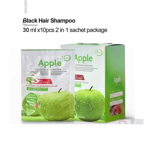 Apple Ammonia-Free Black Hair Shampoo (30ml x 10 Sachets) black