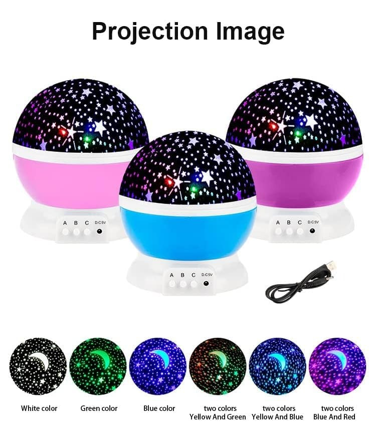 Night Light Star Lamp Starry Sky Projector | 360? Rotating LED Star Light Lamp With Multicolor Projection | Perfect Table Night Lamp Gift For Babies And Children (Random Color)