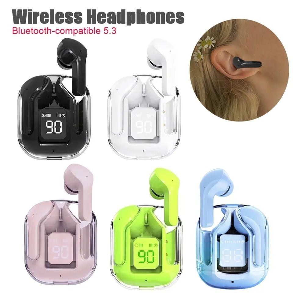 Air31 Wireless Crystal Transparent Bluetooth/Airpods/Earbuds ( random colour)