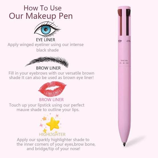 Eye ShadowLiner Combination 4 In 1 Makeup Pen Multifunctional Cosmetics Ballpoint Pens Waterproof Eyeliner Eyebrow Pencil Long lasting Highlighter Stick