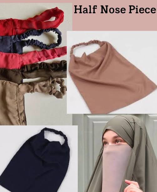 Elastic Half Niqab Bundle �Pack of 6 Premium Chiffon Face Veils for Women | Soft Breathable Daily Wear Niqab | Random Color
