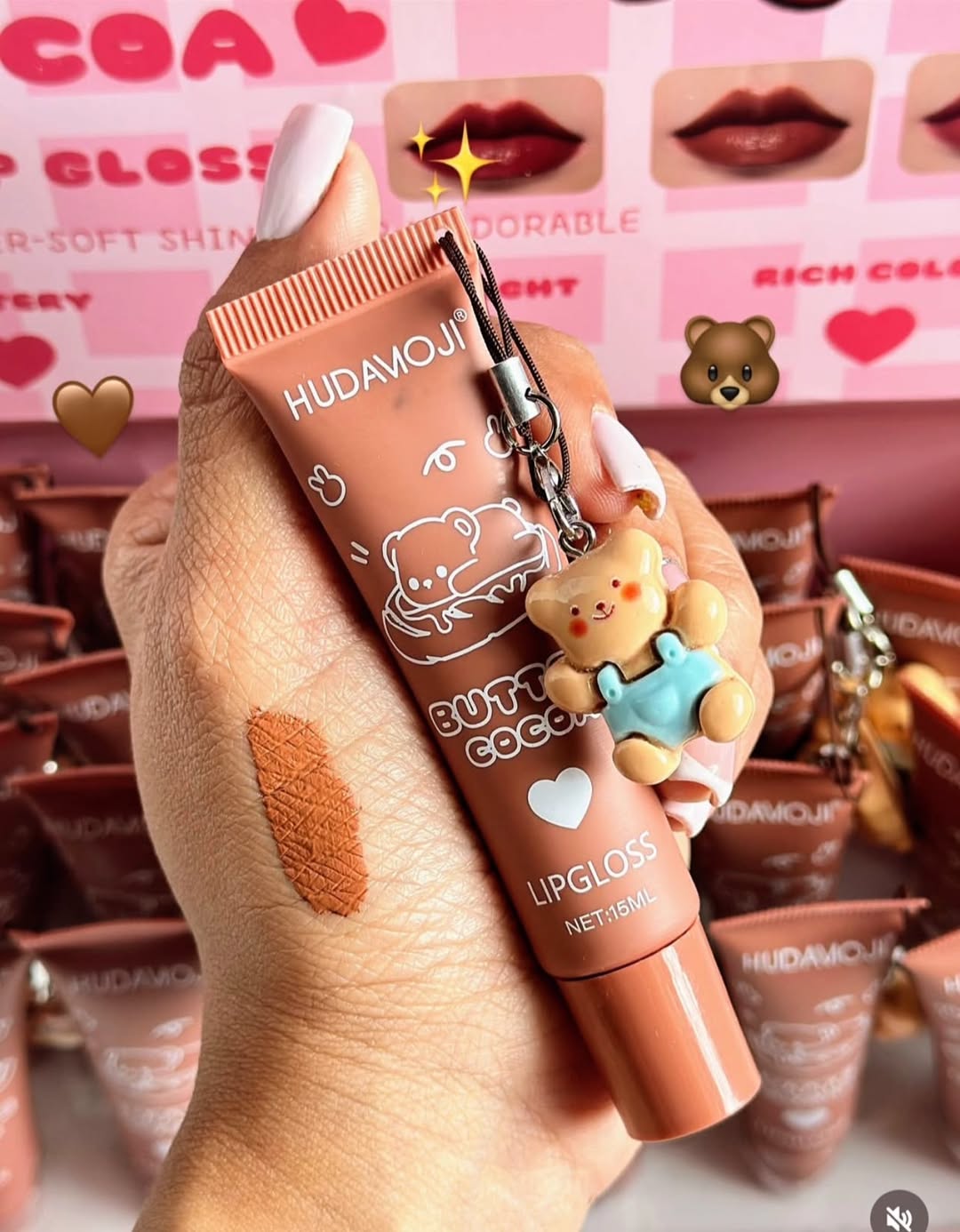 Huda Moji Cute Teddy Style Cocoa Butter High Pigmented Lip Gloss Set �Nude Shades (Pack of 2)