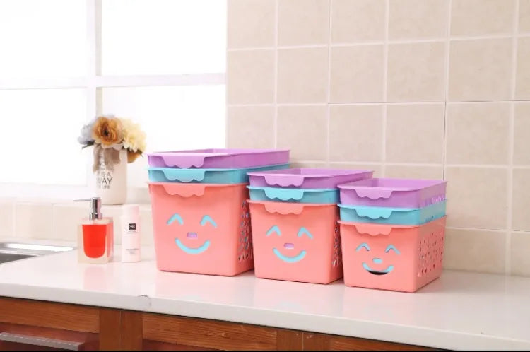 Smile basket Without cap pack off 3 | Storage Organizer Basket |  Multipurpose Baskets For Kitchen, Home, Office &amp; Bathroom (Random color)