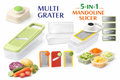 5-in-1 Multi Grater & Mandoline Slicer with Storage Box �Stainless Steel Blades Vegetable & Fruit Cutter