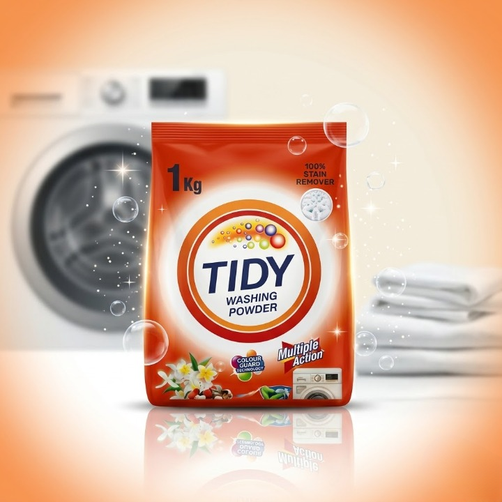 Tidy Washing Powder 1KG �100% Stain Remover & Multiple Action Formula for Machine & Hand Wash