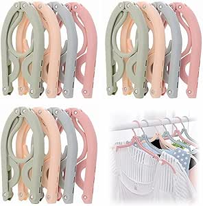 Portable Folding Clothes Hangers with Slots �Pack of 10 Durable Travel-Friendly Hangers. ( Random Colour )
