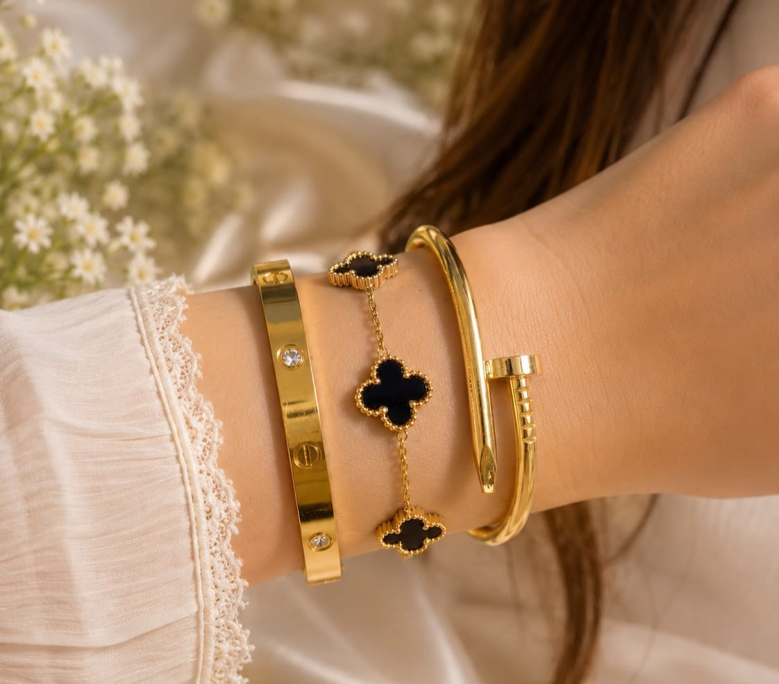 Stainless Steel 3 Piece Bracelet And Bangle